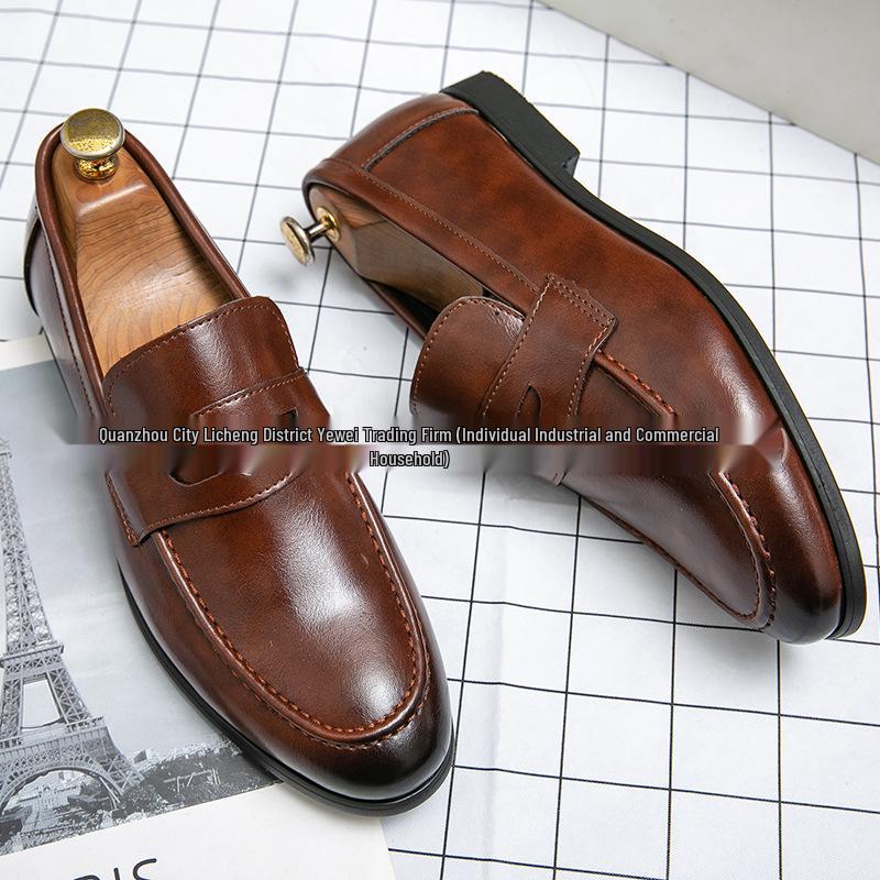 

Men s European & American Style Formal Leather Loafers: British-Inspired, Pointed Toe, Large Size, Slip-On Office Shoes 47 коричневый
