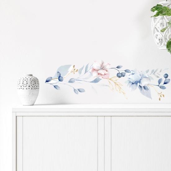 Flowers Wall Decals Peel And Stick Removable Floral Art Wall Stickers for Living Room Girls Room Nursery Bedroom
