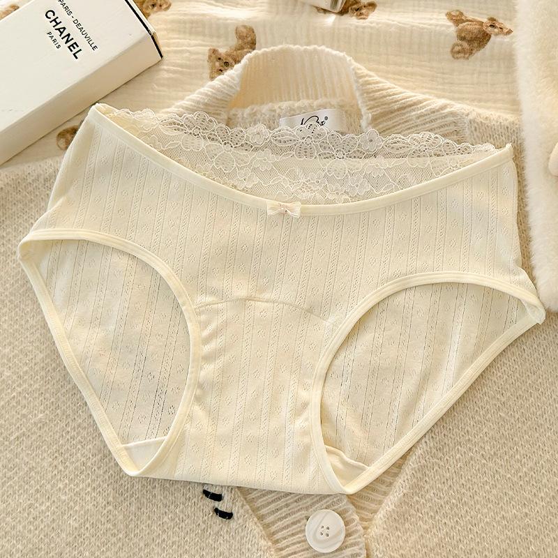 Girls Spring and Autumn Pure Cotton Lace Edge 10A Antibacterial Cotton Crotch Waist Triangle Briefs