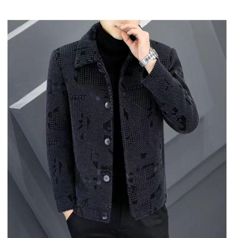 Herrförtjockad sammetsulljacka - Ny höst/vinter kort kappa