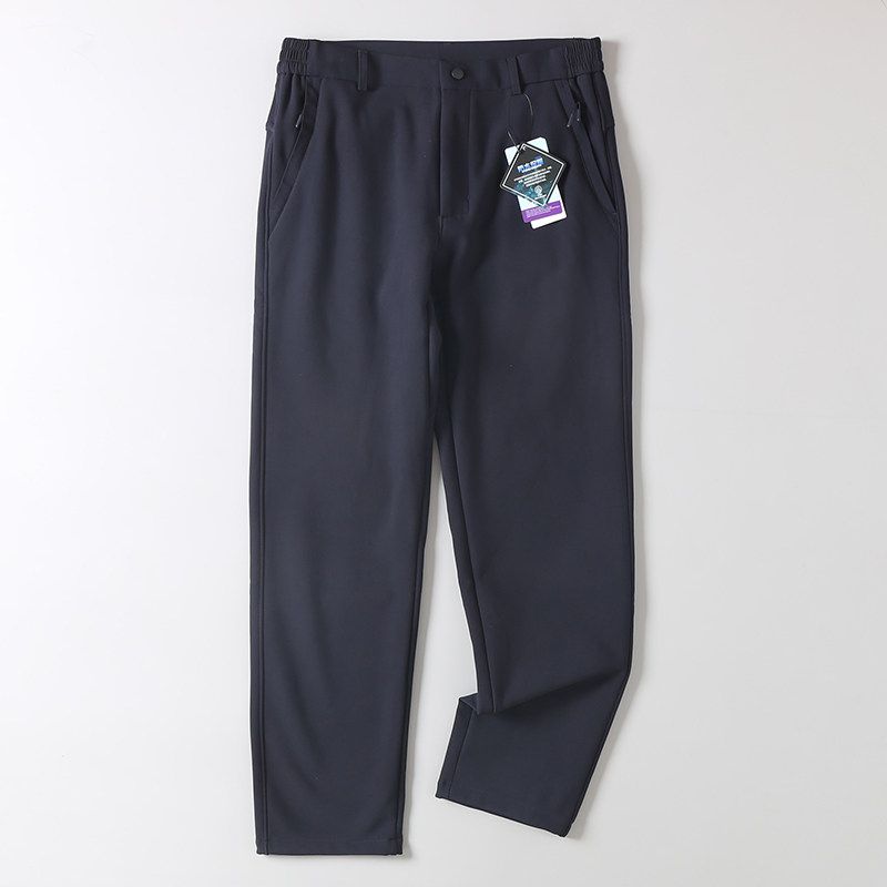Foreign Trade Surplus Outdoor Hiking Windproof Waterproof Softshell Pants Autumn and Winter Men's Fleece-Lined Warm Straight-Leg Casual Pants