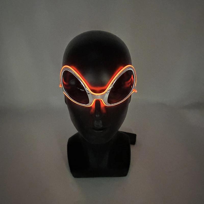 Occhiali da Sole Alieno LED Divertenti Accessori Costume Lenti Nere Occhiali Luminosi per Donne Uomini Bambini Bambine Occhiali per Halloween