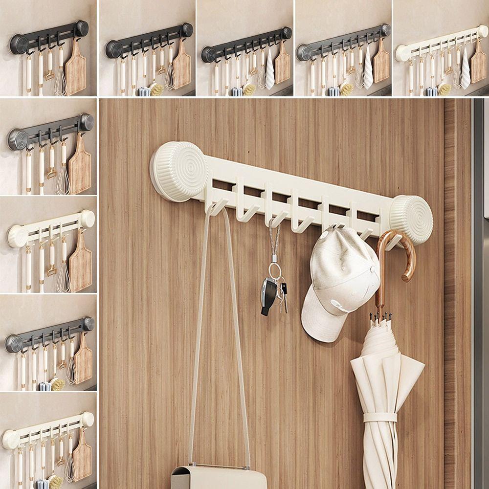 

Punch-Free Coat Hanger Wall Mounted Door Rear Hook Portable Suction Cup Hooks Bathroom Accessories Black/5 Hooks