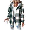 Women S Loose Fit Hooded Long Sleeve Plaid Plush Polyester Coat For Autumn Winter