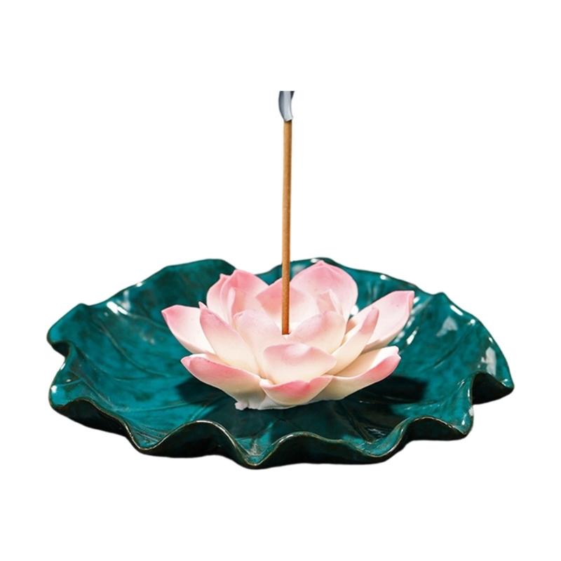 Ceramic Lotuses Incenses Burners for Stick/Coil/Cone Flower Insence Stick Holders Detachable Ashes Catcher Home Decors