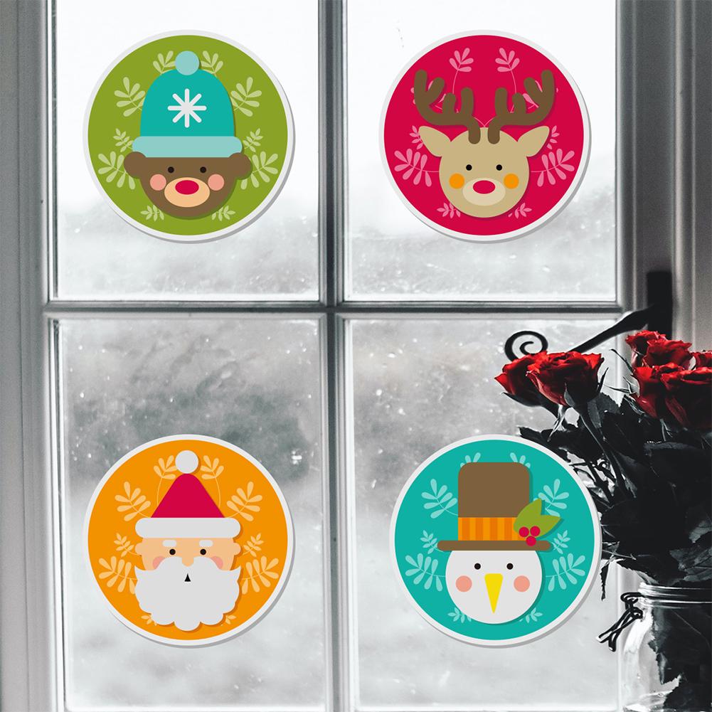 Buy 4pcs Santa Claus Snowman Christmas Wall Stickers Removable Glass ...