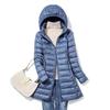 Women Light Down Jacket Long Warm Coat Female Hip Length Overcoat with Portable Storage Bag High Street Ladies Outerwear