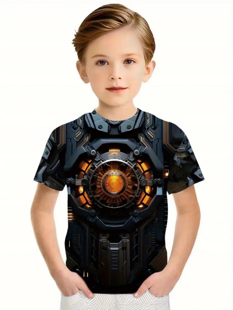 Krieger Rüstung Jungen Kleidung 3D Druck Kinder T-Shirt Sommer Rundhals Kurzarm Oberteil Lässiges T-Shirt Locker Streetwear Kinderkleidung