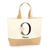 Sac jute / tote bag - PLANETEE - Olympe Lettre Fleur - Multicolore - Jute naturel - Fabriqué en France