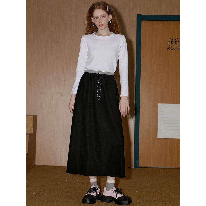 Coolhut2026 Spring Versatile Casual Patchwork A-Line Skirt Women's Long Skirt High Waist