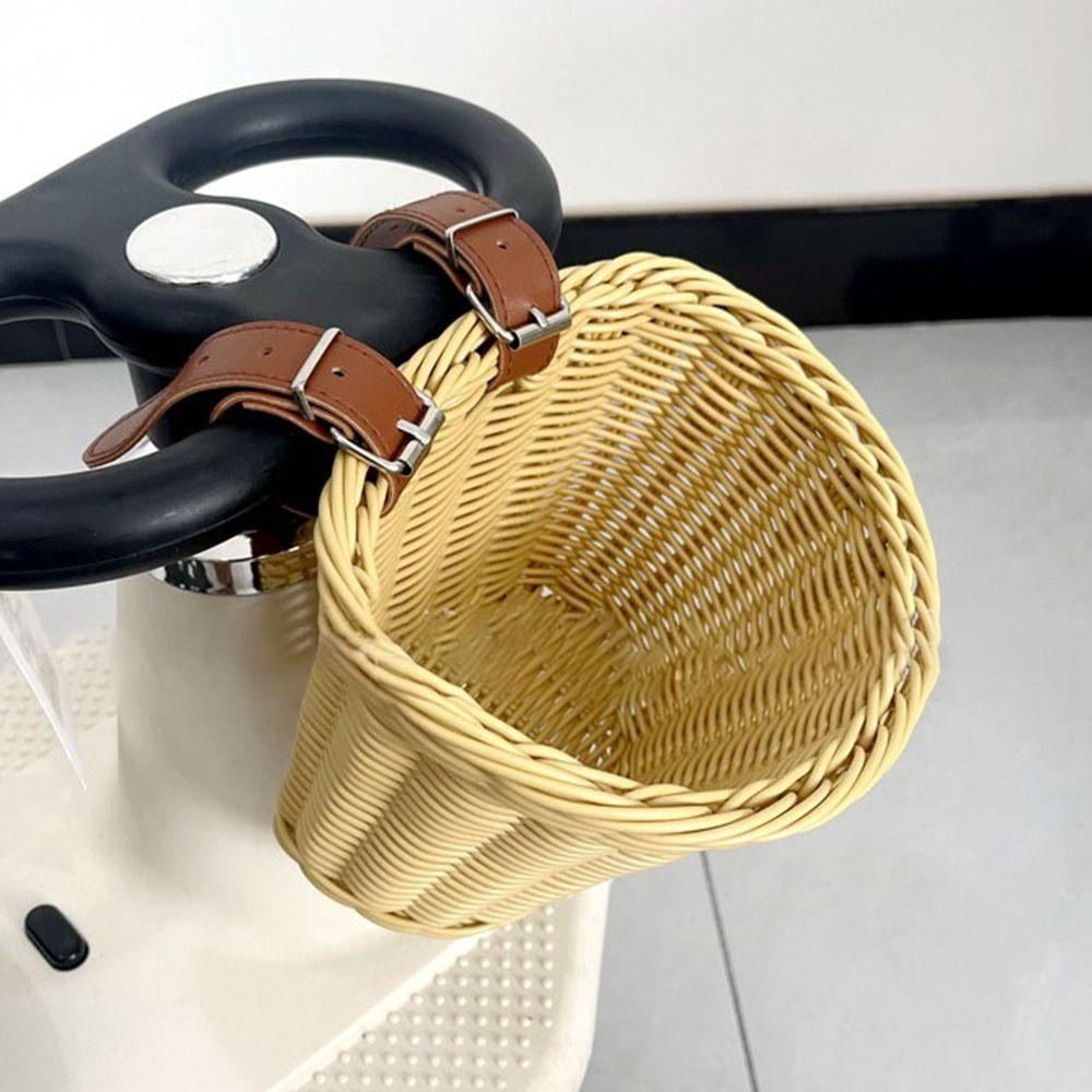 Retro Woven Front Riding Basket 7 Styles Walking Tool Storage Basket