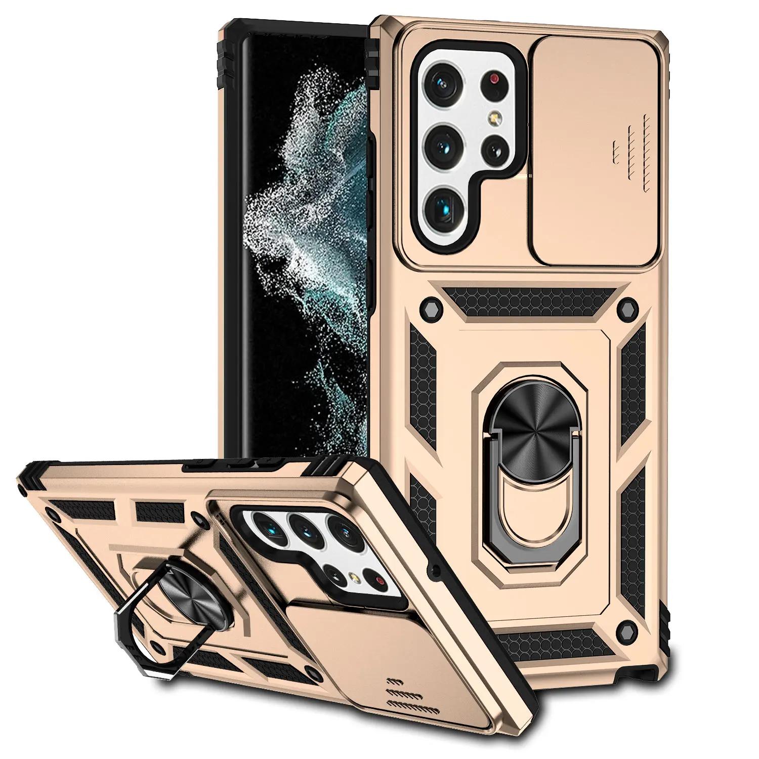 

Для Samsung Galaxy S24 Ultra чехол Coque Fundas Slide Lens Магнитный держатель Задний бампер Samsung S23 S24 S22 S21 Plus Ultra Cover For SAM S22 Ultra