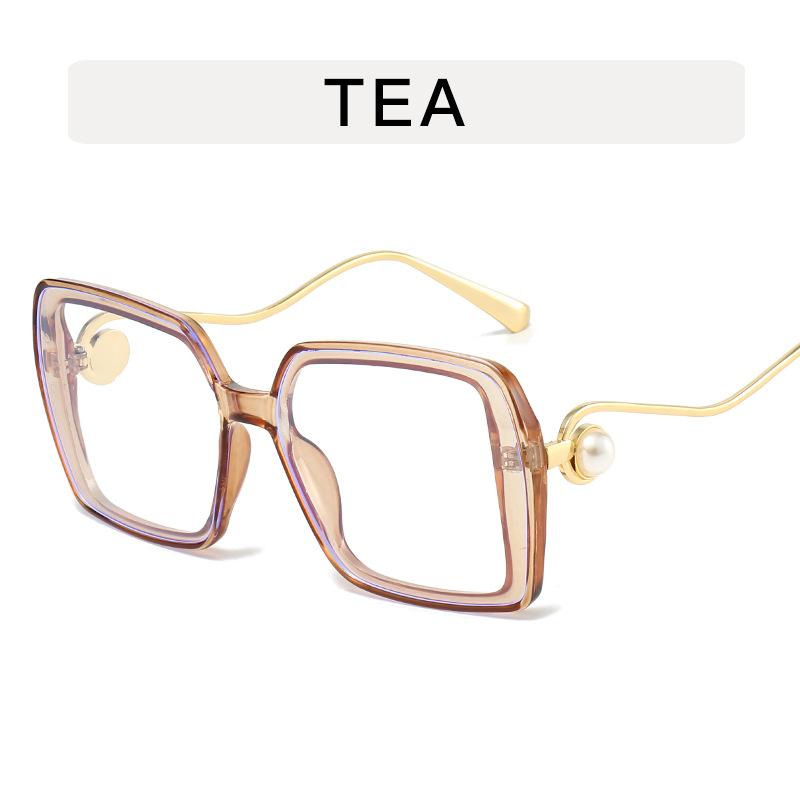 Square Shape Sunglasses for Women Pearl Decoration Big Size Women's Sun Glasses Travelling Driving Sunglass Women