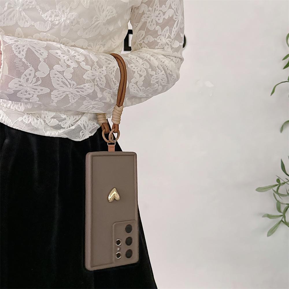 3D Gull Hjerte Kjærlighet Håndleddsstropp Deksel For Samsung Galaxy S25 Ultra S23 S22 Plus S24 S21 FE Note 20 A56 A55 A36 A35 A26 A16 A15 5G