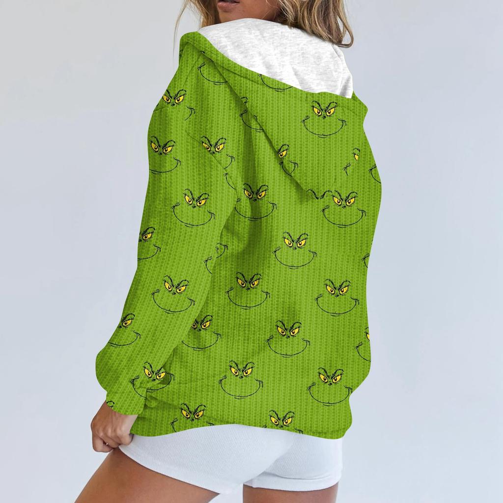 Women's Fashion Jacket Casual Printed Long-sleeved Hooded Cardigan Sweatshirts