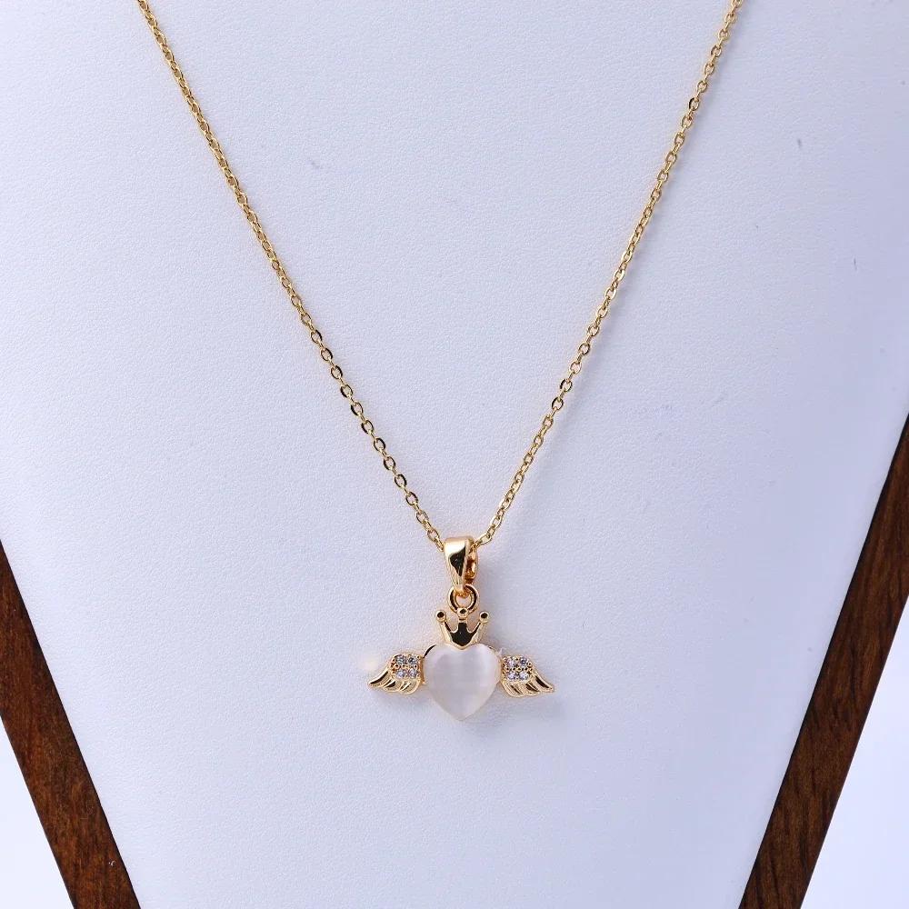 

Necklace, female angel, crown, niche, simple temperament, design sense, zircon power chain accessories, titanium steel high-end 45