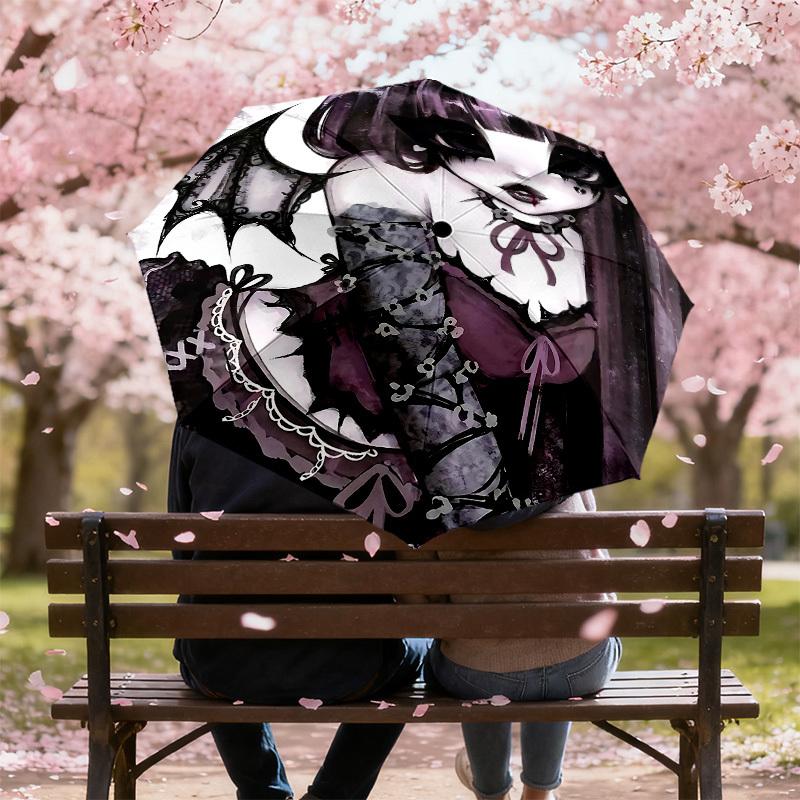 Dark Elegance: Gothic Devil Girl Print Umbrella - Auto Open/Closed, Outdoor Gear, Travel Accessory, Lightweight & Durable, Perfect Gift 148