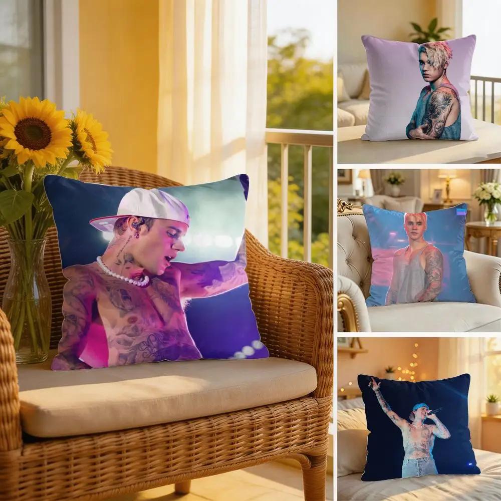 JJustin B Bieber Cushion Cover Soft Plush Throw Pillow Cover DoubleSided Decorative Cushion Case Sofa Bedroom Home Decor