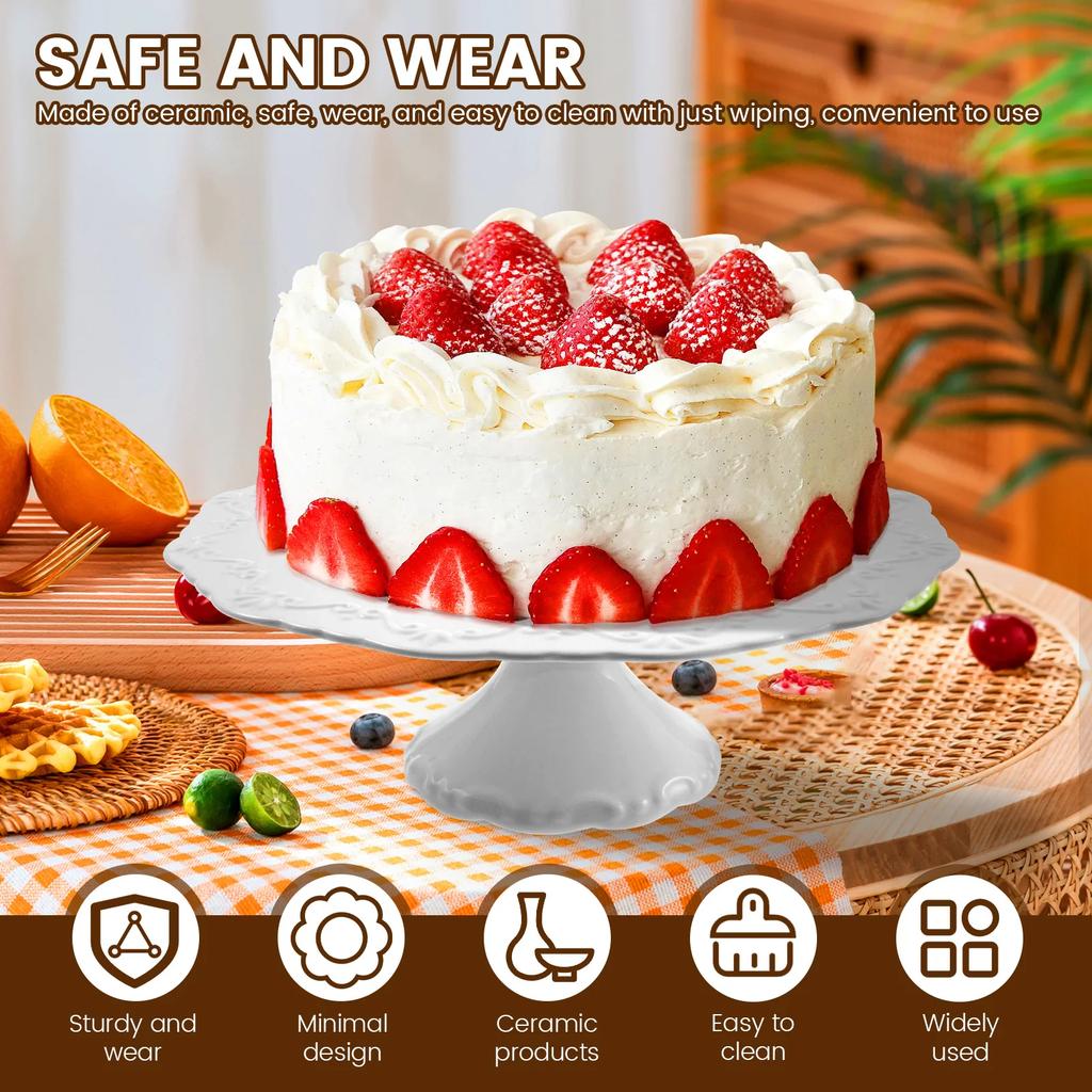 10inch Ceramic Cake Stand for Cupcakes Donuts Decorative Cake Pedestal Stand for Birthday Parties Weddings Baby Shower and Other