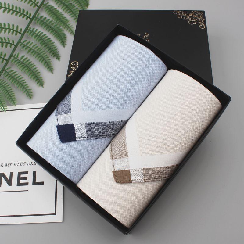 

[Winter Love Song] Pure Cotton Men Handkerchief Cotton Handkerchief Men s and Women s Neutral Soft Sweat-Absorbent Gift Box Love song: Blue + beige