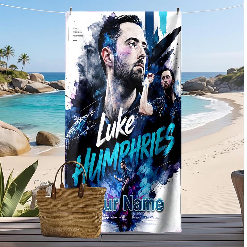 Luke Humphries Custom Beach Towel, Print Your Name Text Lightweight Absorbent Towel for Swimming Travel