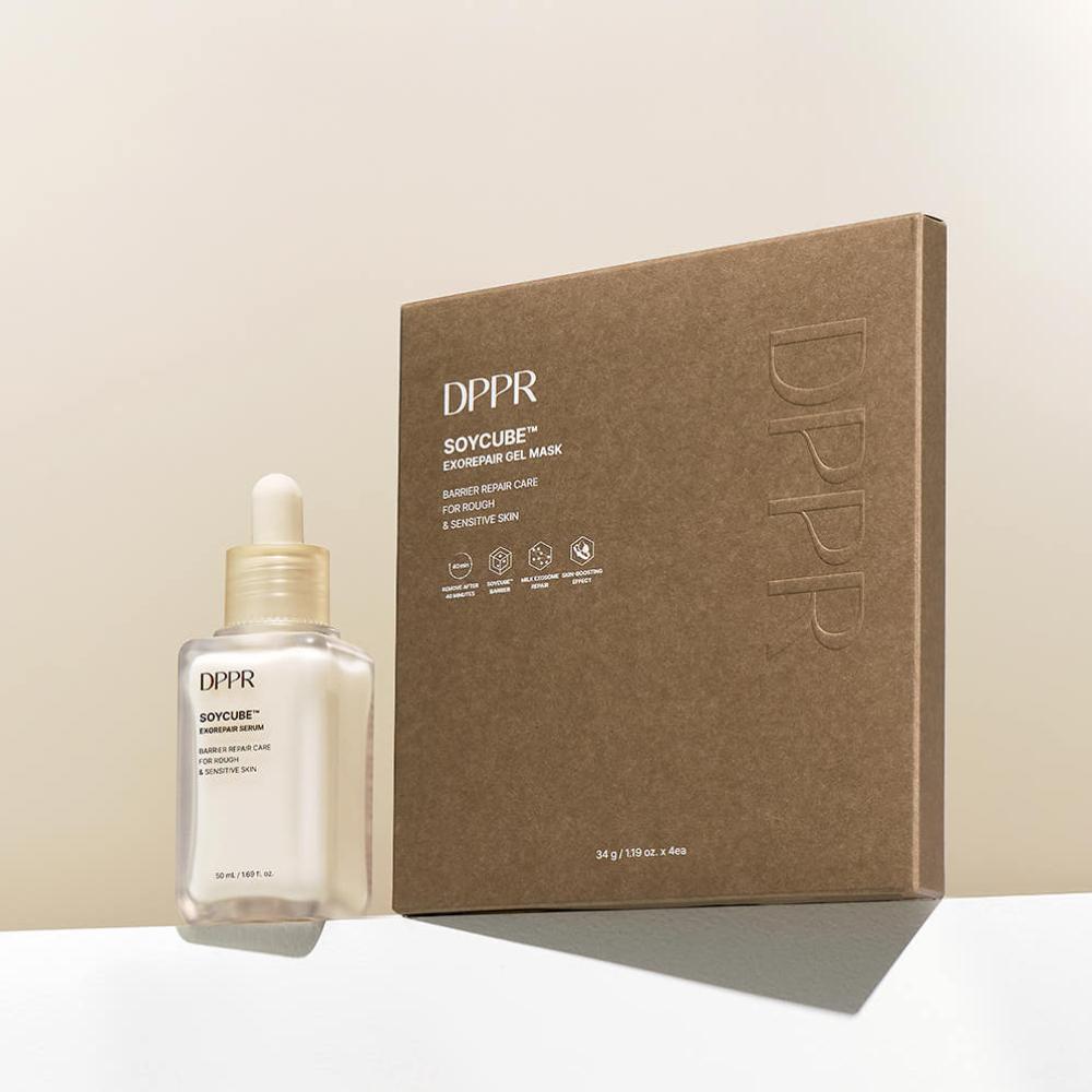 DPPR Soy Cube Exo Repair Soy Milk Skin Booster Serum 50ml + Gel Mask 4 Sheets Set