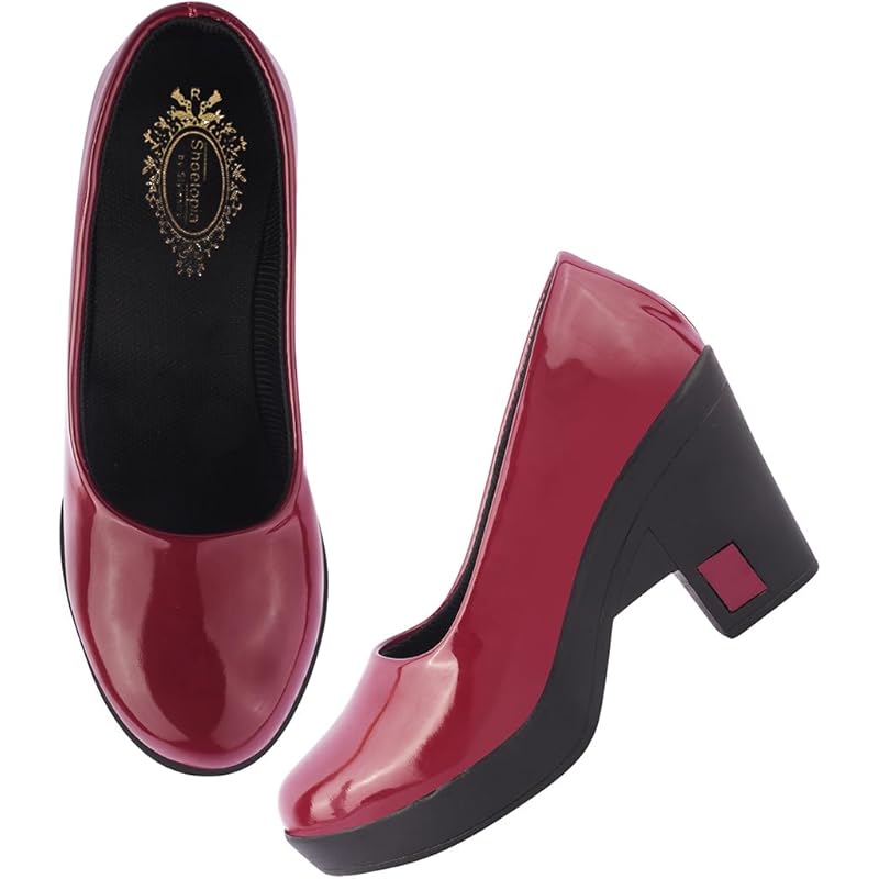 Shoetopia Solid Cherry Pumps For Women & Girls-Eu36