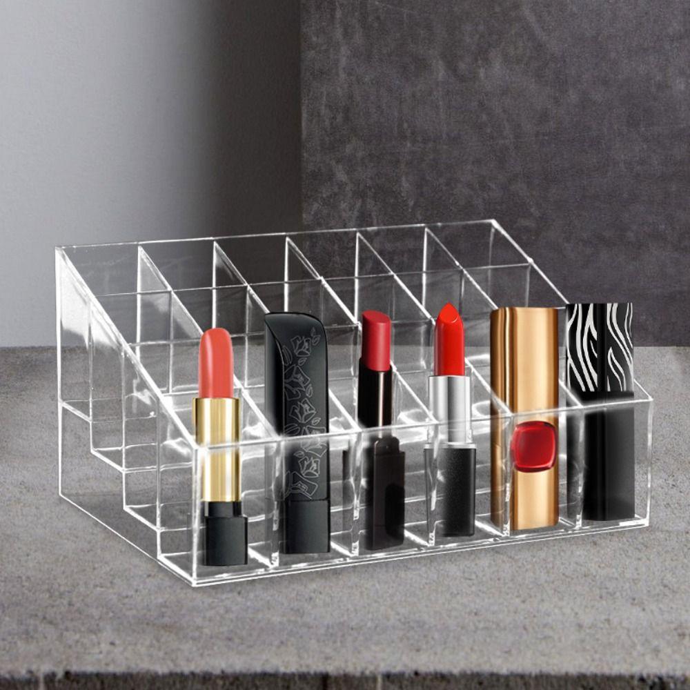 

Transparent Acrylic Cosmetic Display Large Capacity Transparent Lipstick Holder Cosmetic Organizer 24 grids