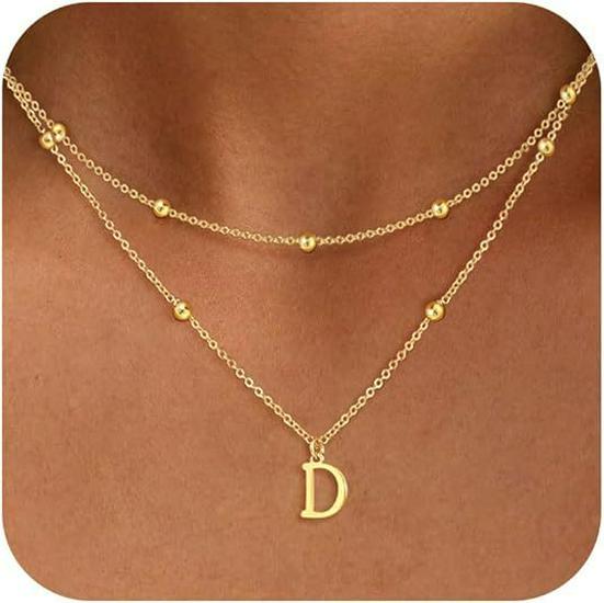 Exquisite 14K Gold Plated Copper Initial Pendant Necklace - Personalized and Fashionable Jewelry