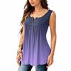 Women's Fashion Pleated Sleeveless Casual T-shirt Vest Button Top