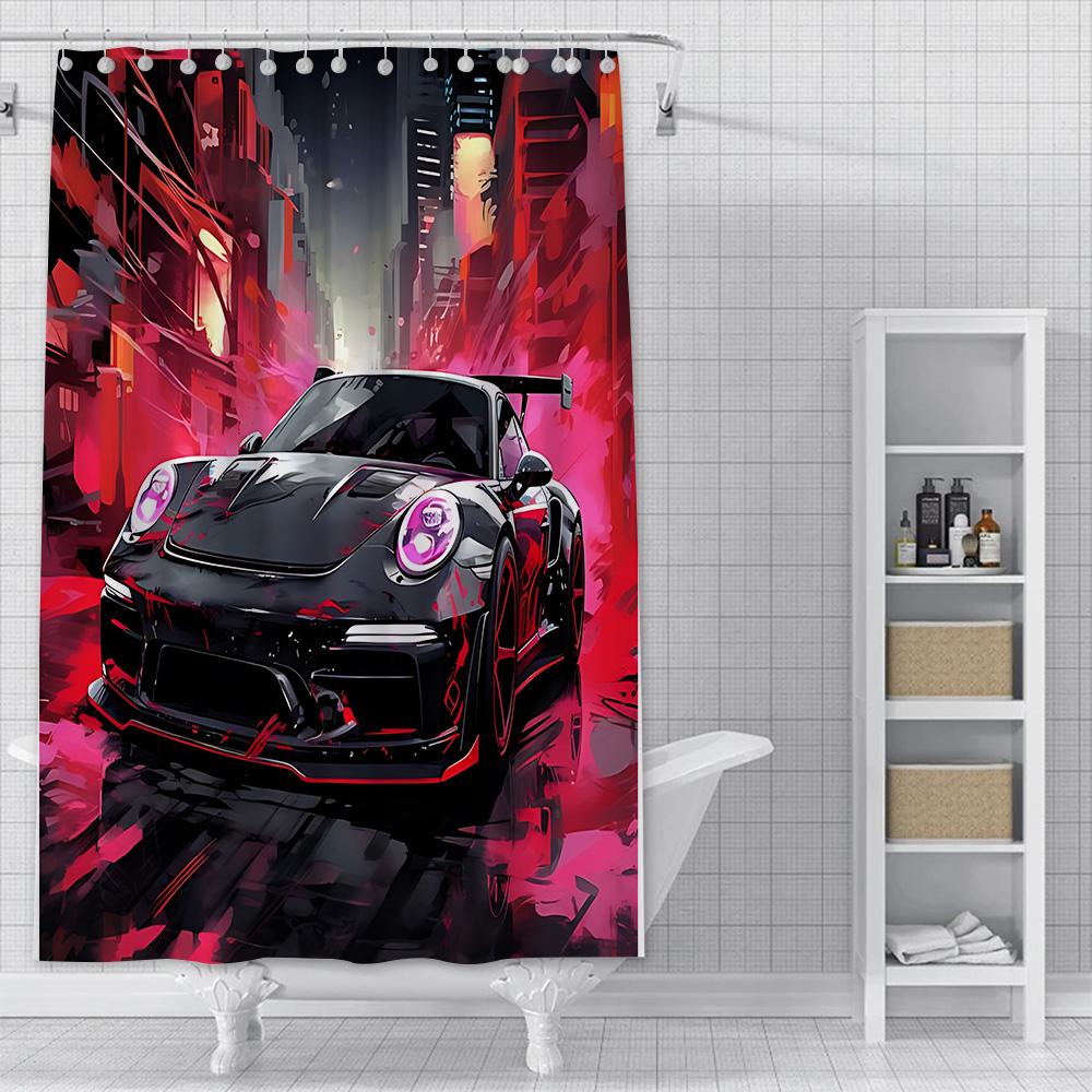 Shower Luxury Sports Car Logo Curtain Waterproof Polyester Fabric Paint Colorful Bath Curtains Home Bathroom Decor With Hook