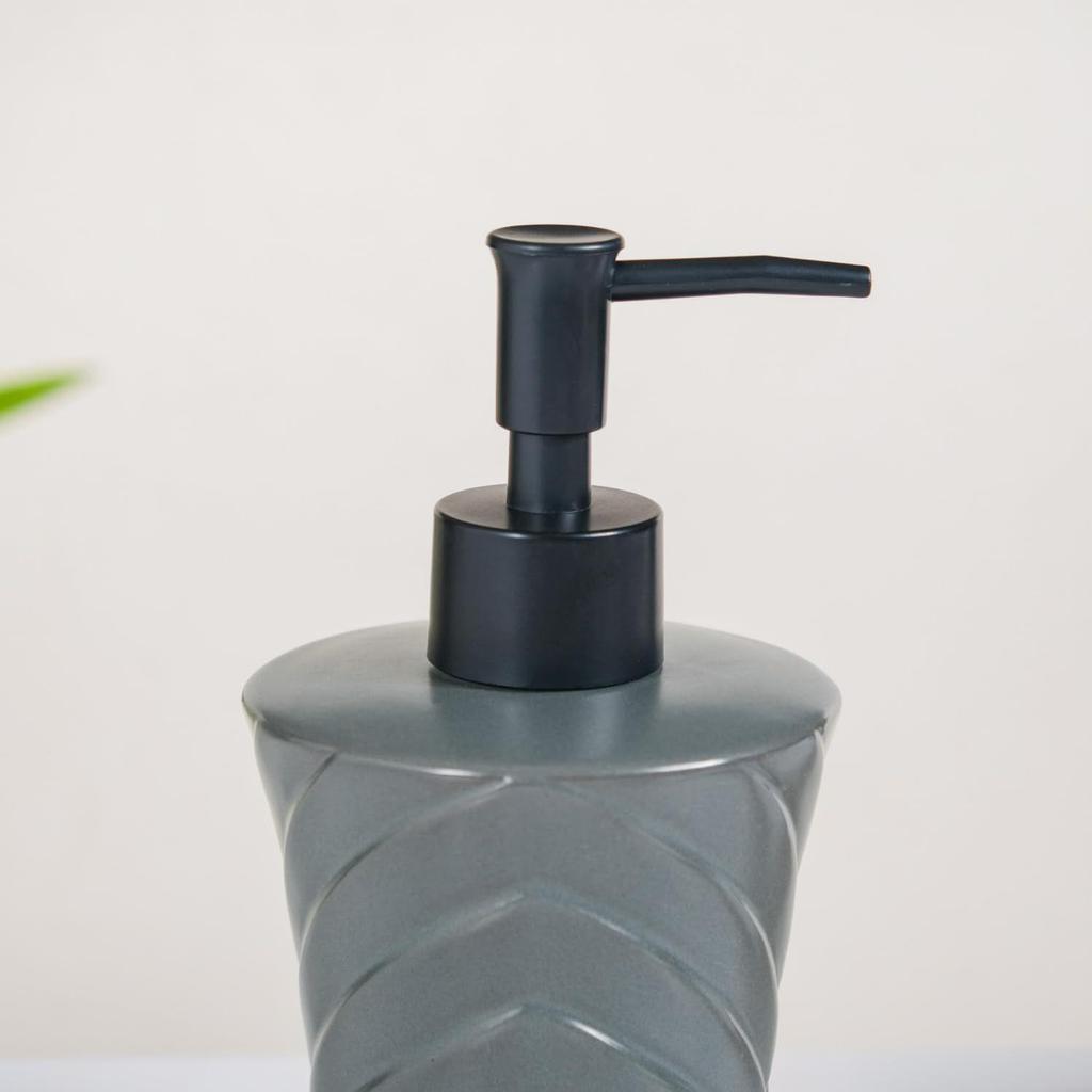 Geometric Design Liquid Dispenser | Handwash Bottle for Kitchen | Soap Bath Dispenser for Wash Basin & Bathroom | 300ml (Grey