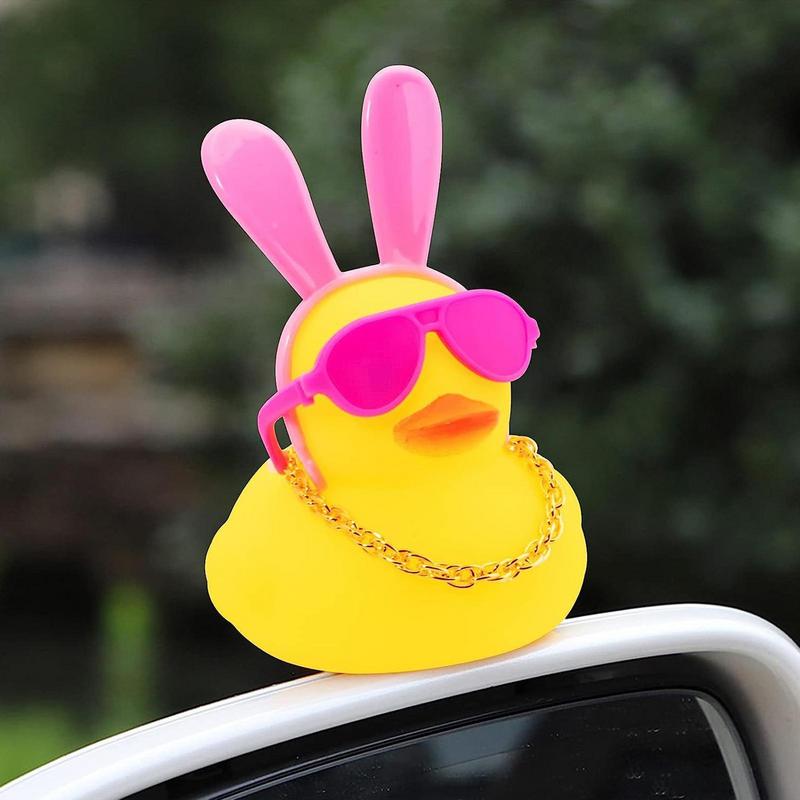 Cycling Accessories Bicycle Bell Duck Rubber Cute Duck Gold Chain Toy Cool Glasses Duck Car Dashboard Decor Motorcycle Riding