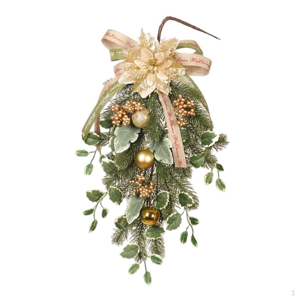 Christmas Teardrop Swag Door Wreath Winter Hanging Artificial Garland for Party