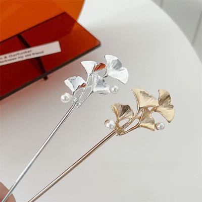 Épingles à cheveux feuille de ginkgo Bijoux Baguettes à cheveux Style chinois Bâtonnets pour cheveux Femmes