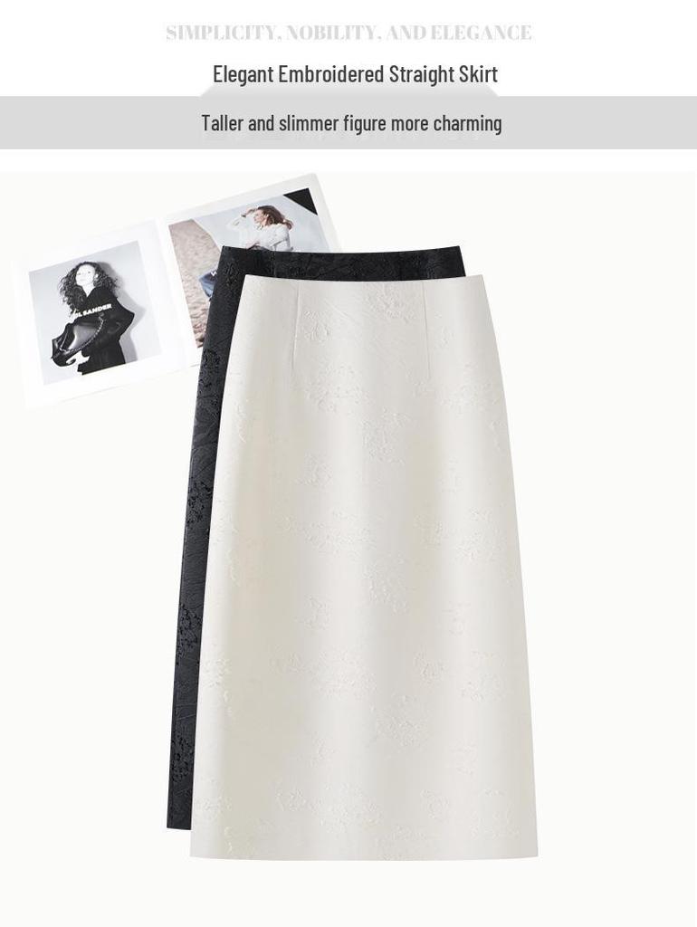 New 2026 Chinese Style Frog Button High-Waisted A-line Jacquard Skirt - Retro and Versatile for Women In Spring