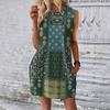Women's Casual And Fashionable Round-neck Sleeveless Printing Mid Length Dress