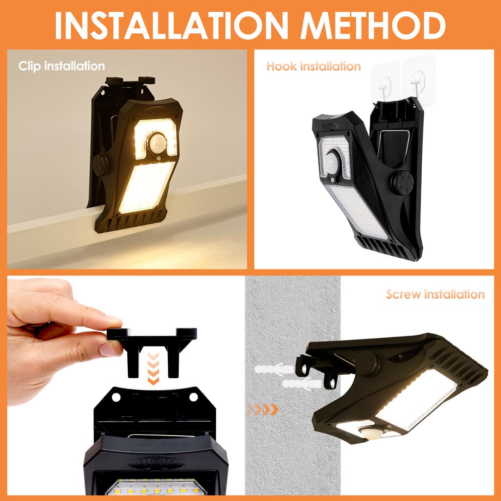 1/2Pcs 118LED Clip on Solar Light IP65 Waterproof Motion Sensor Security Light 3 Lighting Mode Solar Security Light for Outdoor