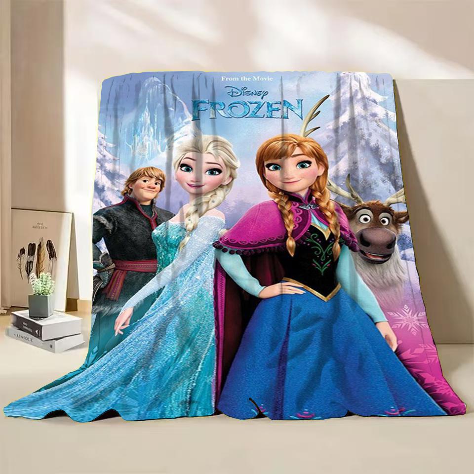 Disney Frozen Elsa Princess Childrens Adult Soft Flannel Blanket Fluffy Baby Plush for Bedroom Travel Office Cover Warm Blankets