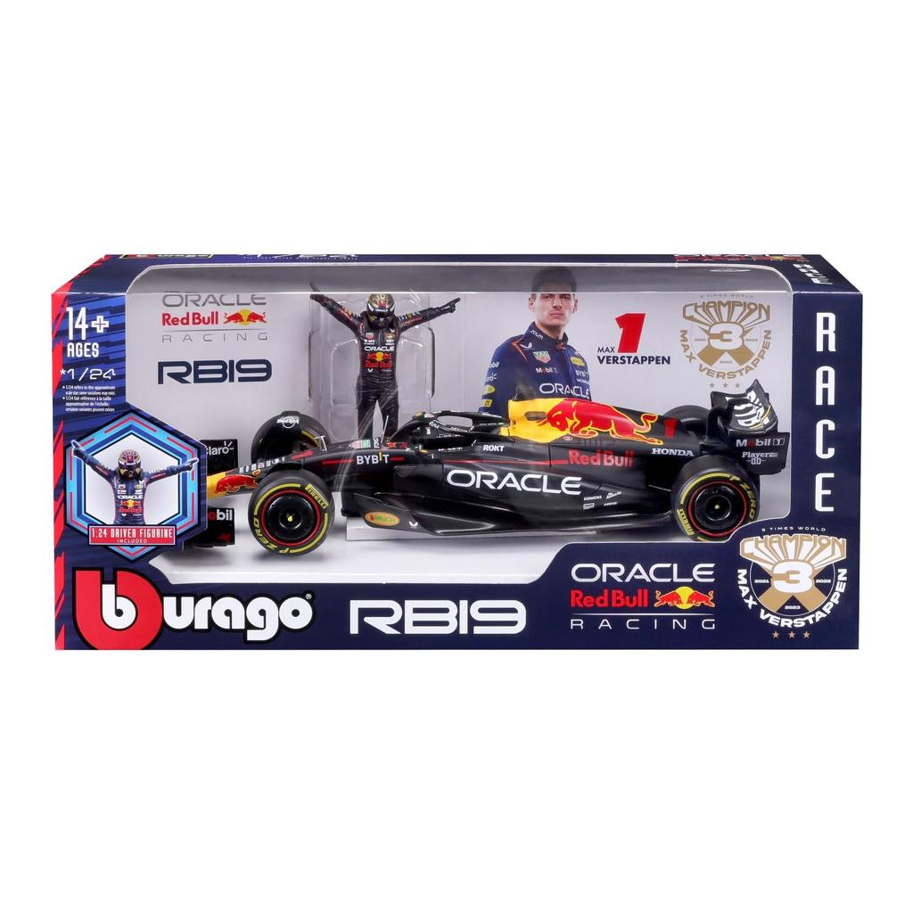 Burago 1/24 Red Bull F1 RB19 #1 Max Verstappen 2023 with Figure Burago Red Bull Max Verstappen Mini Car