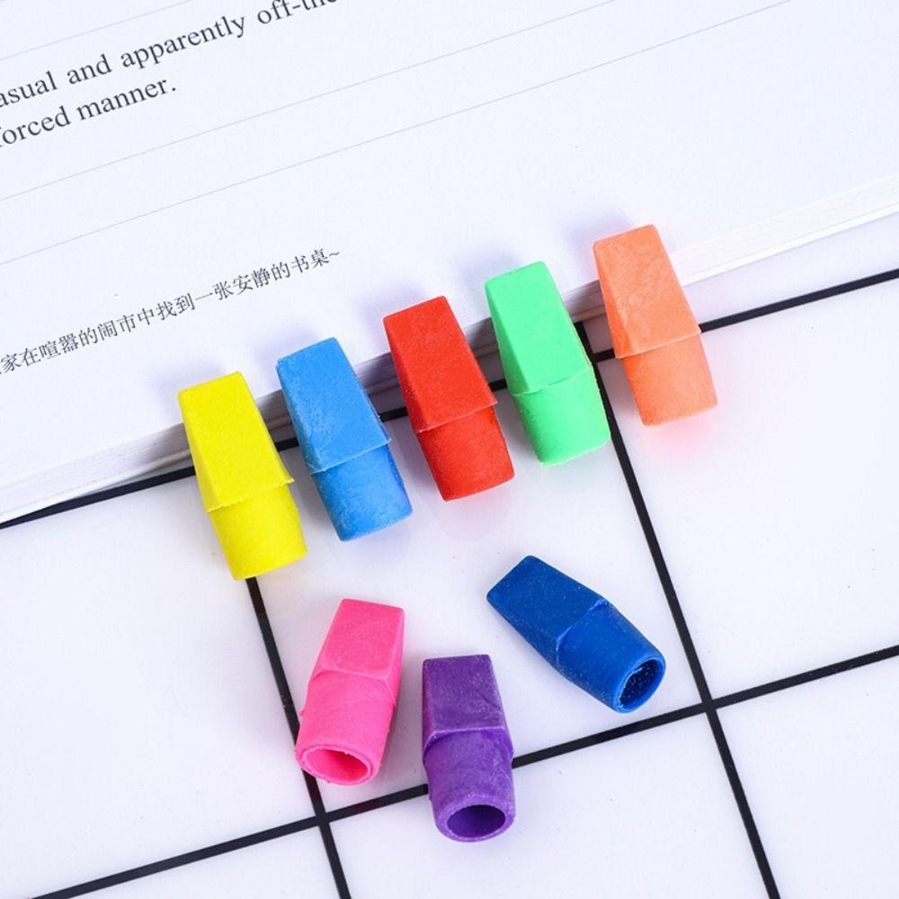 20/50PCS Chisel Shape Pencil Nib Protective Cap 2-in-1 Pen Top Protector Erasers Students Gift