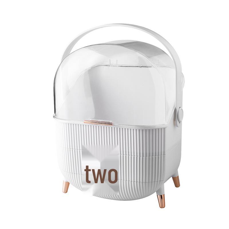 Custom Light Luxury Cosmetic Storage Box: Large Capacity Handheld Lipstick and Mask Organizer.