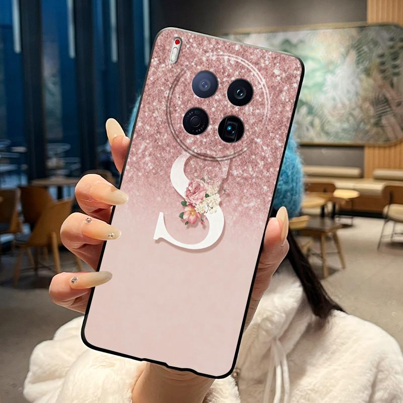 Cover For Tecno Camon 40 Premier 5G Case New Letter With Flower Shiny Starry Sky Soft Silicone Black Back Anti-scratch Cover