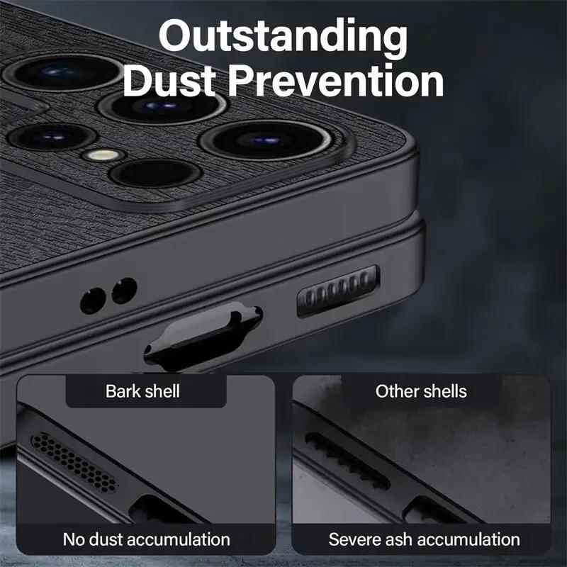 Leather Wood Pattern Case for Samsung Galaxy S24 Ultra S23 S22 S21 Plus Note 20 M55 5G Shockproof Silicone Back Protection Case