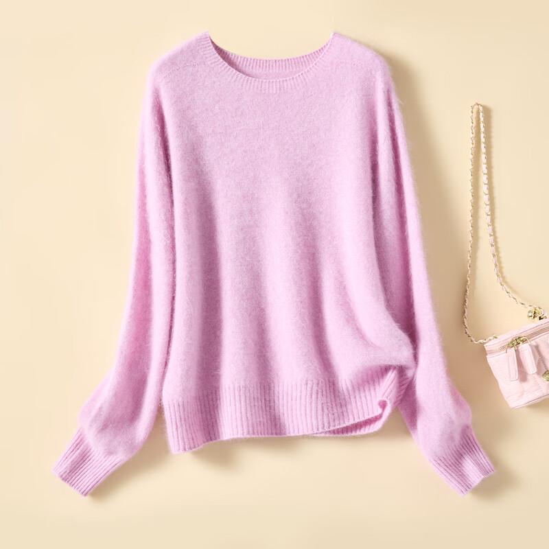 Women's Cashmere Blend Brushed Round Neck Sweater