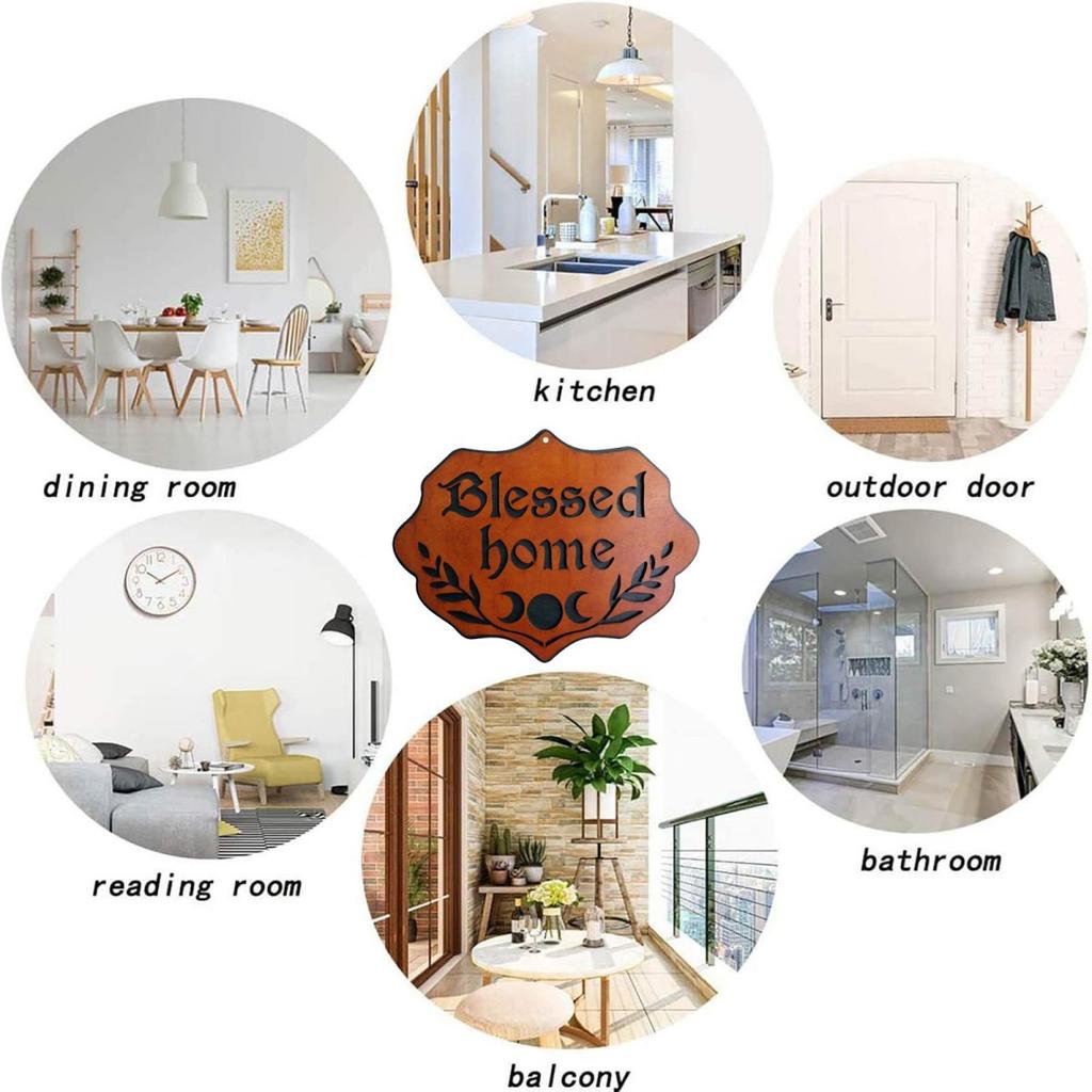 1ks Požehnaný domov Dřevěné nástěnné umění - Dekorace do obývacího pokoje a ložnice ve stylu farmhouse, Promyšlený dárek k kolaudaci a svatbě