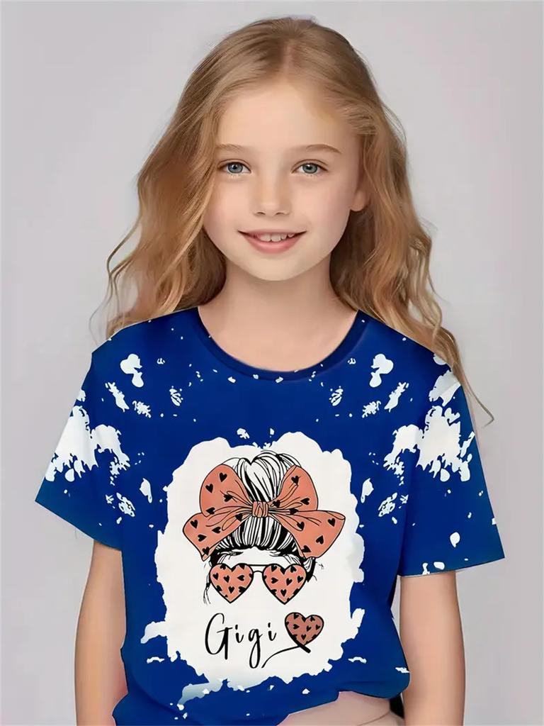 Daily Casual 3d Print Fashion Funny Girls' T-Shirts Summer Short Sleeved Tops Tee Casual T-Shirts Girls' Clothing