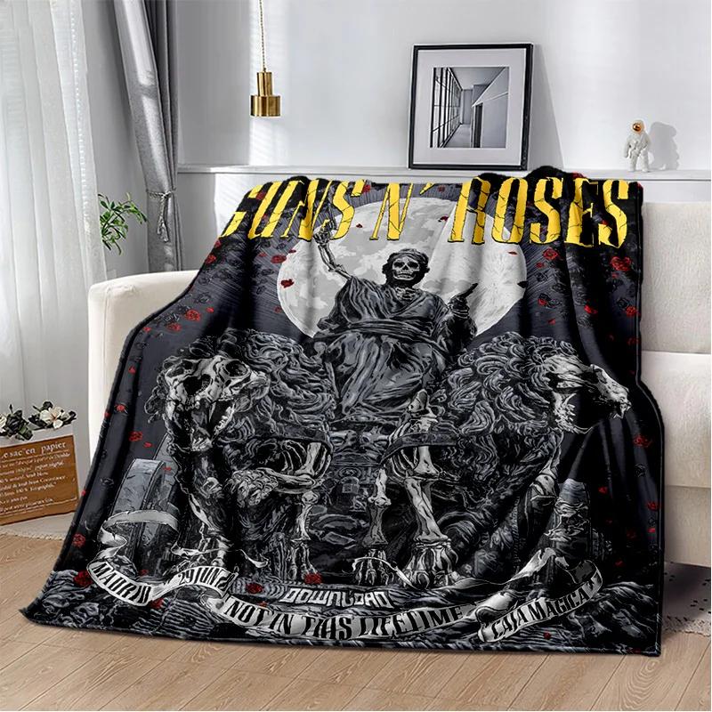 Guns N Roses Hard Rock Band Blanket,Soft Throw Blanket for Home Bedroom Bed Sofa Picnic Travel Office Rest Cover Blanket Kids