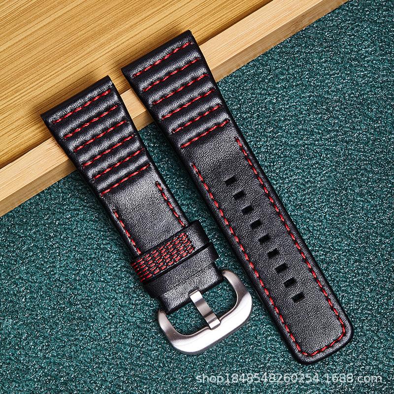 Seven Friday Leather Strap Cow Layer Leather Fits 28Mm Black Color Line High-End Leather Strap