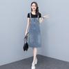 Women's Casual Light Blue Denim Suspender Dress